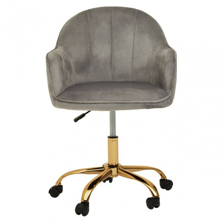 Brent Grey Velvet And Gold Home Office Chair