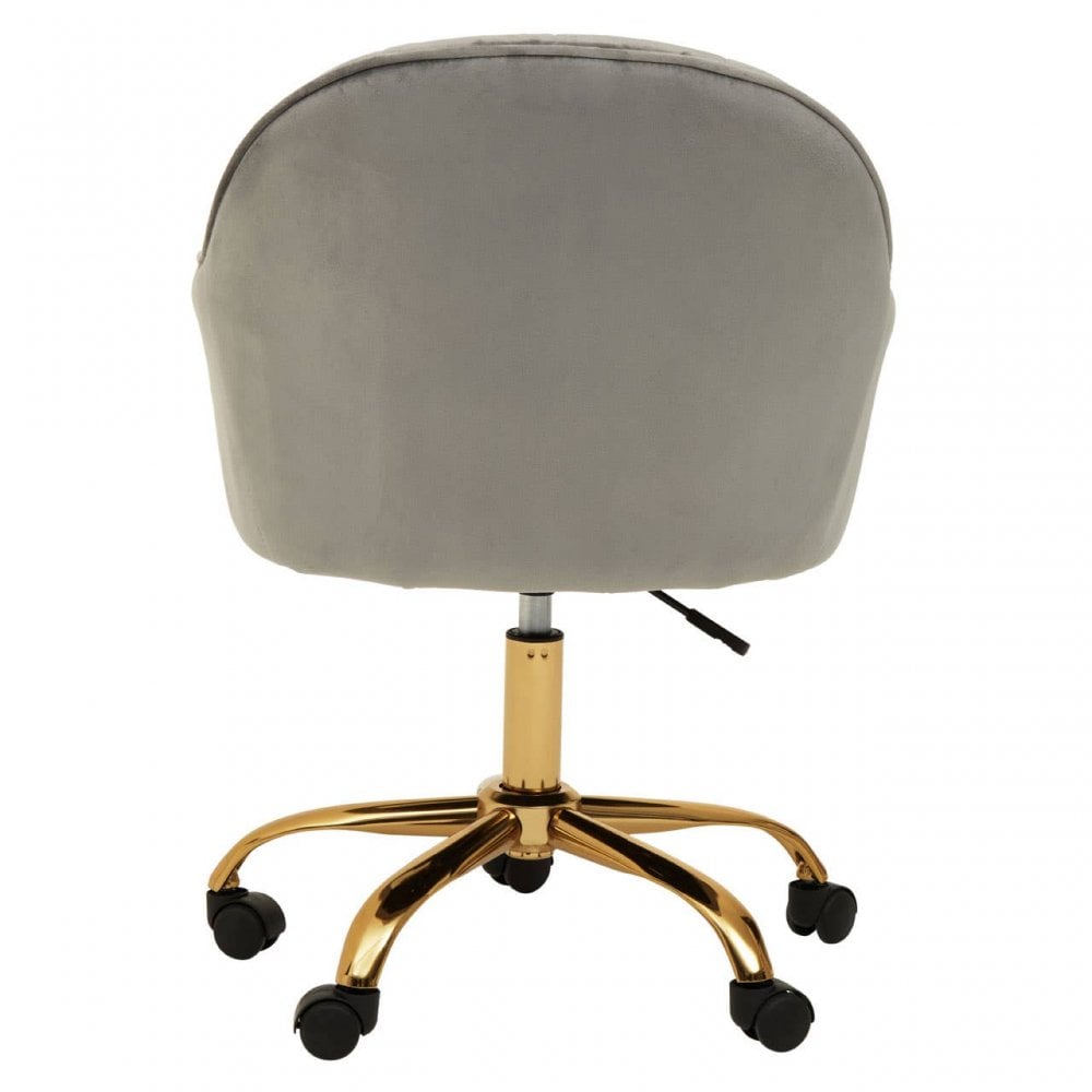 Brent Grey Velvet And Gold Home Office Chair