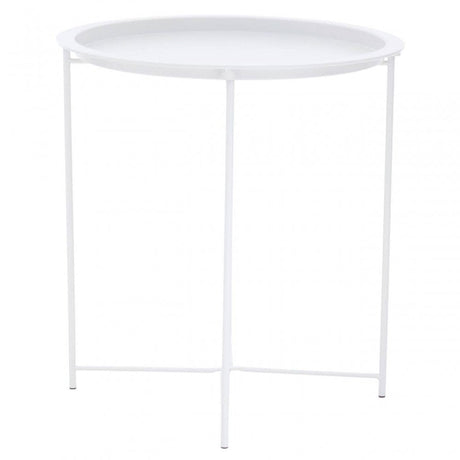 Acero Round White Side Table