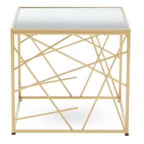 Farran Gold Finish Side Table With Mirror Top