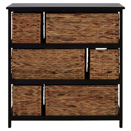 Padstow 6 Drawers Black Frame Storage Unit