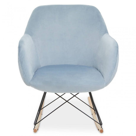 Stockholm Small Blue Velvet Rocking Chair