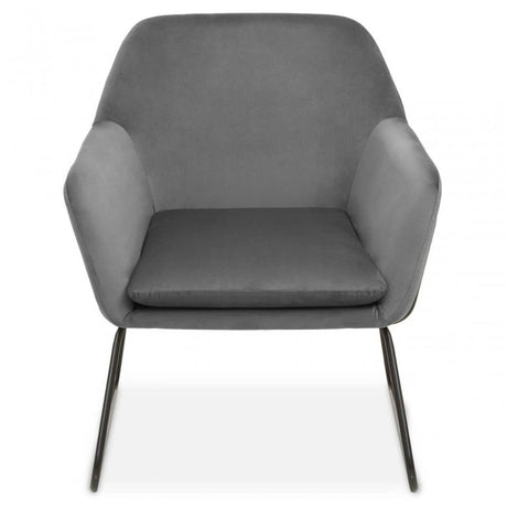 Xander Grey Velvet Black Frame Armchair