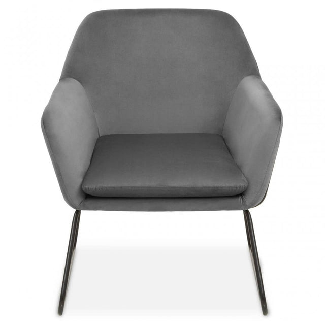 Xander Grey Velvet Black Frame Armchair