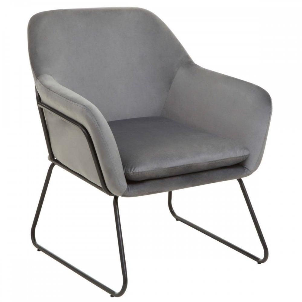 Xander Grey Velvet Black Frame Armchair