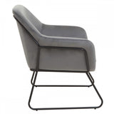 Xander Grey Velvet Black Frame Armchair
