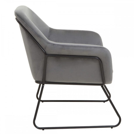 Xander Grey Velvet Black Frame Armchair