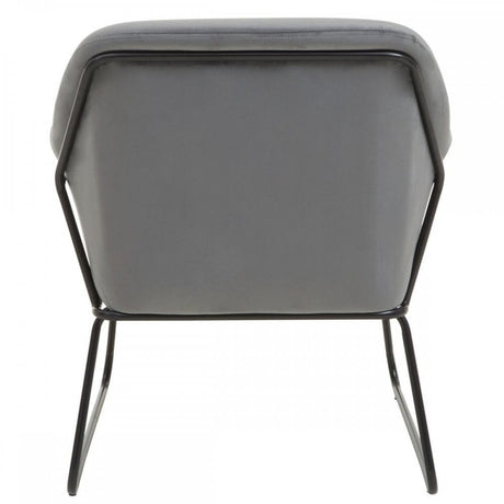 Xander Grey Velvet Black Frame Armchair