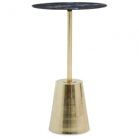 Avola Black Marble Effect Top Gold Base Side Table