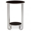 Jolie Round End Table Black Mirror And Silver Frame