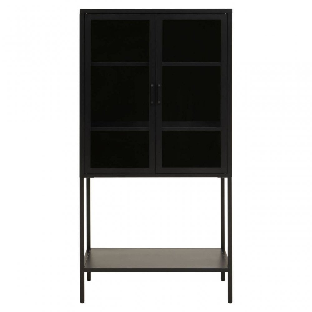 Acier Two Door Black Cabinet  With Shelf