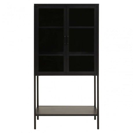 Acier Two Door Black Cabinet  With Shelf