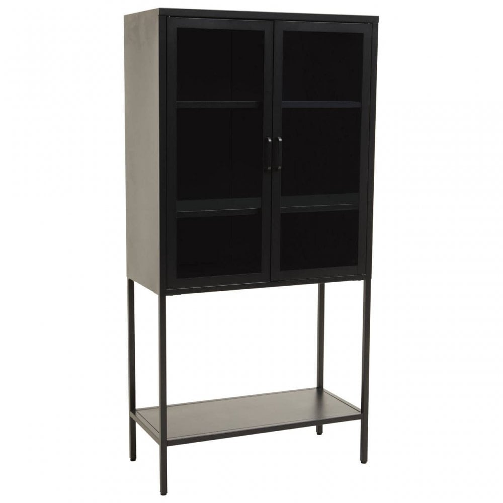 Acier Two Door Black Cabinet  With Shelf