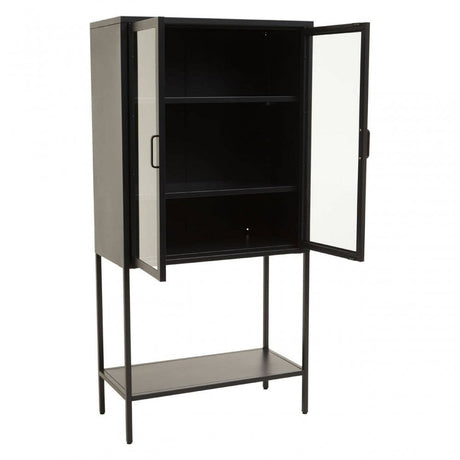 Acier Two Door Black Cabinet  With Shelf