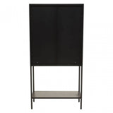 Acier Two Door Black Cabinet  With Shelf