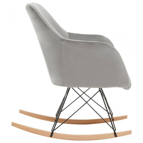 Stockholm Small Grey Velvet Rocking Chair