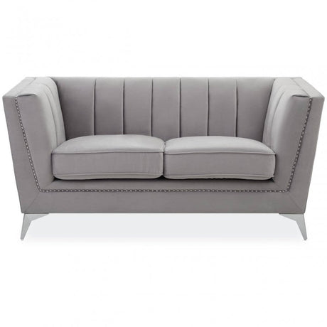 Hansa Two Seat Grey Velvet Sofa
