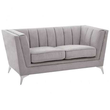 Hansa Two Seat Grey Velvet Sofa