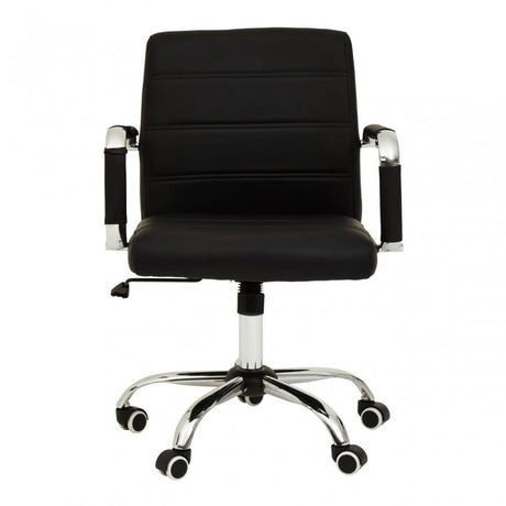 Brent Black Leather Effect And Chrome Home Office Chair