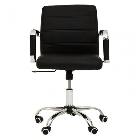 Brent Black Leather Effect And Chrome Home Office Chair