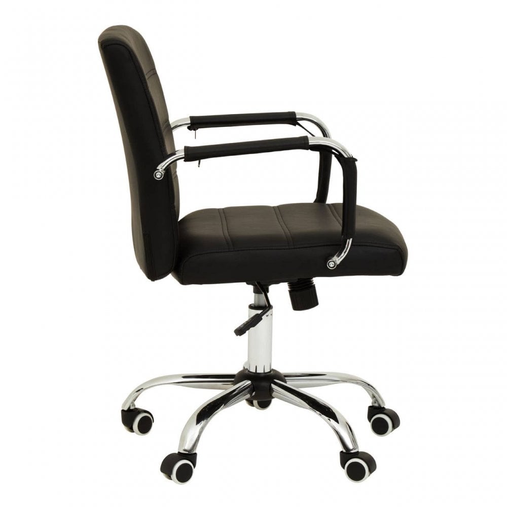 Brent Black Leather Effect And Chrome Home Office Chair