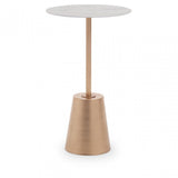 Avola White Marble Effect Top Gold Base Side Table
