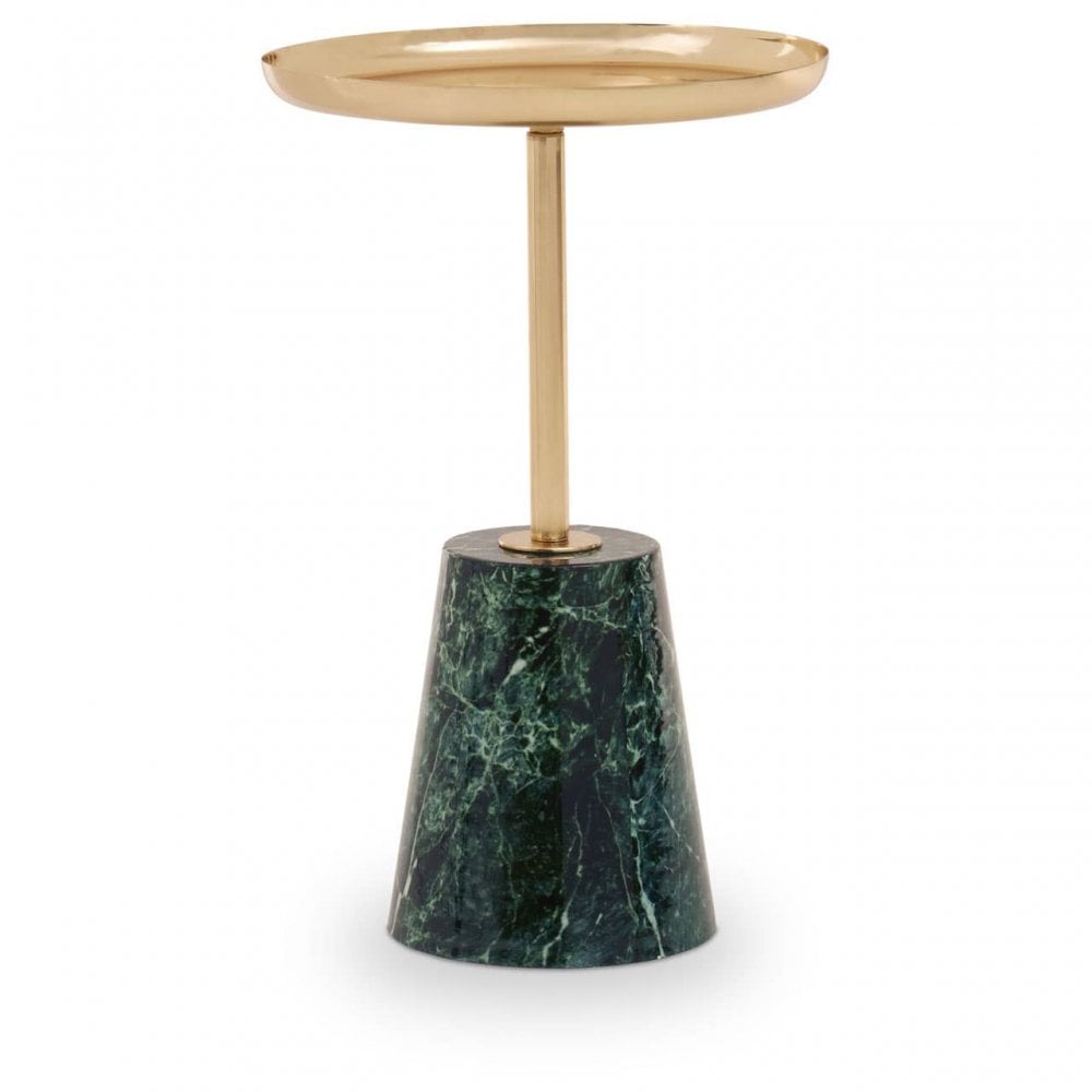 Avola Gold Side Table Green Marble Effect Base