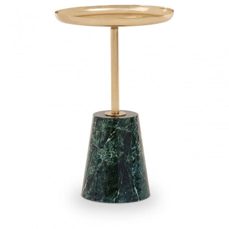 Avola Gold Side Table Green Marble Effect Base