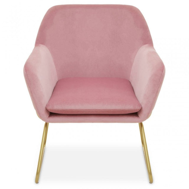 Xander Pink Velvet Bushed Gold Armchair