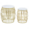 Jolie Set Of Two Round Table With White Marble And Gold Frame