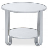 Jolie Round Mirrored Top Silver Frame Table