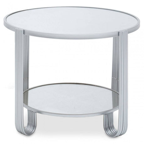 Jolie Round Mirrored Top Silver Frame Table