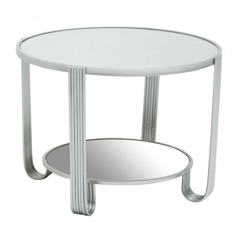 Jolie Round Mirrored Top Silver Frame Table