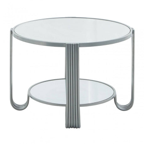 Jolie Round Mirrored Top Silver Frame Table