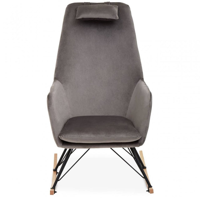 Stockholm Grey Velvet Rocking Chair