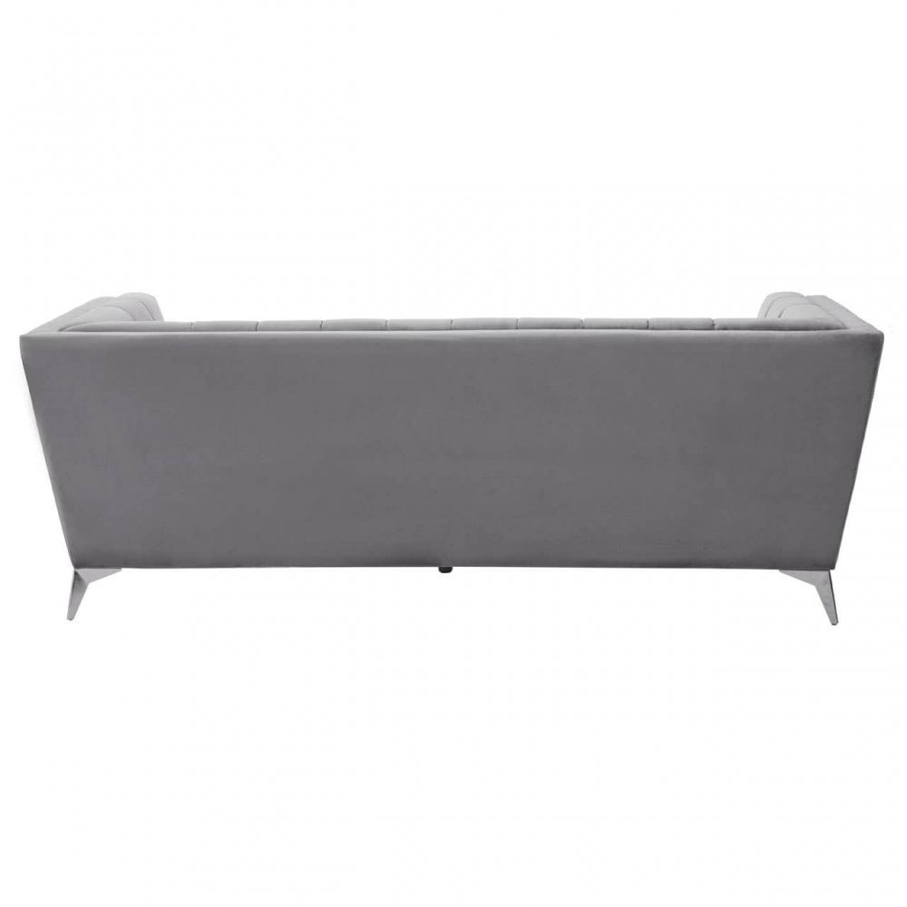 Hansa Three Seat Grey Velvet Sofa