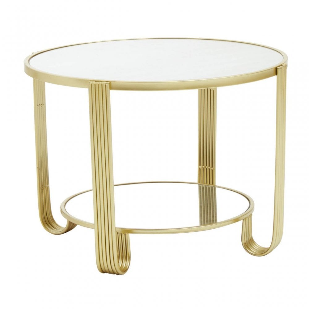 Jolie Round Mirrored Top Gold Frame Table