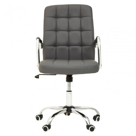 Brent Grey Leather Effect And Chrome Home Office Chair