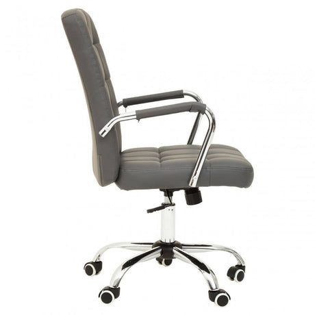 Brent Grey Leather Effect And Chrome Home Office Chair