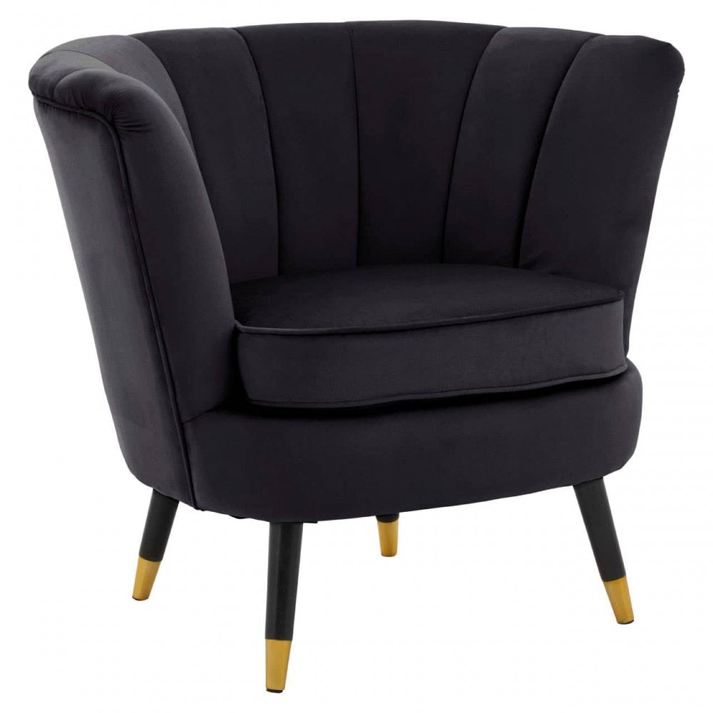 Loretta Black Velvet Accent Chair