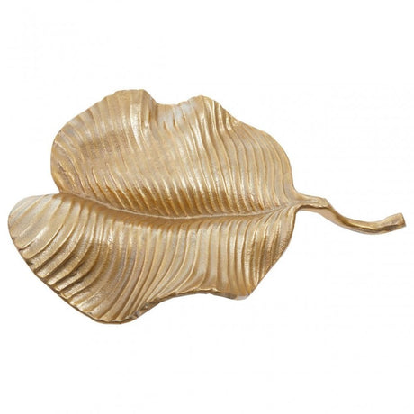 Prato Wavy Leaf Dish In Rough Gold Finish