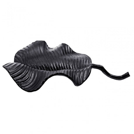 Prato Wavy Leaf Dish In Rough Black Finish