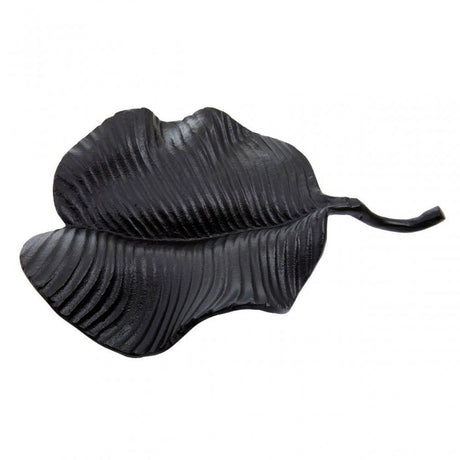 Prato Wavy Leaf Dish In Rough Black Finish