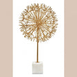 Evra Gold Dandelion Sculpture On White Marble Base