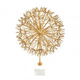 Evra Gold Dandelion Sculpture On White Marble Base