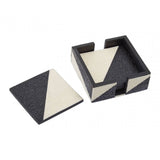 Ezra Set Of Four Black And White Coasters With Holder