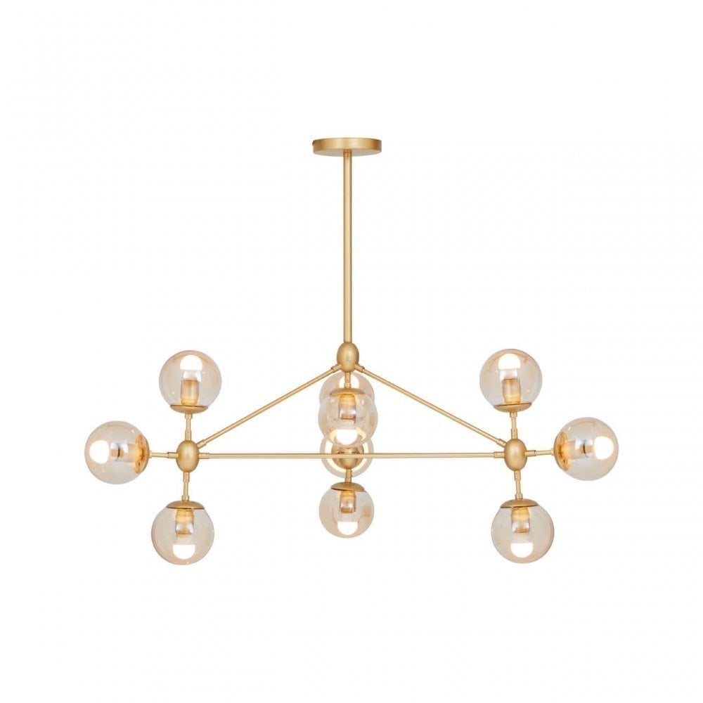 Abira Ten Bulb Gold Finish Pendant Light