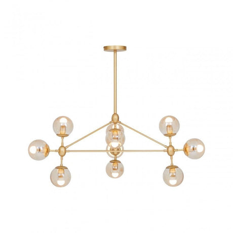 Abira Ten Bulb Gold Finish Pendant Light