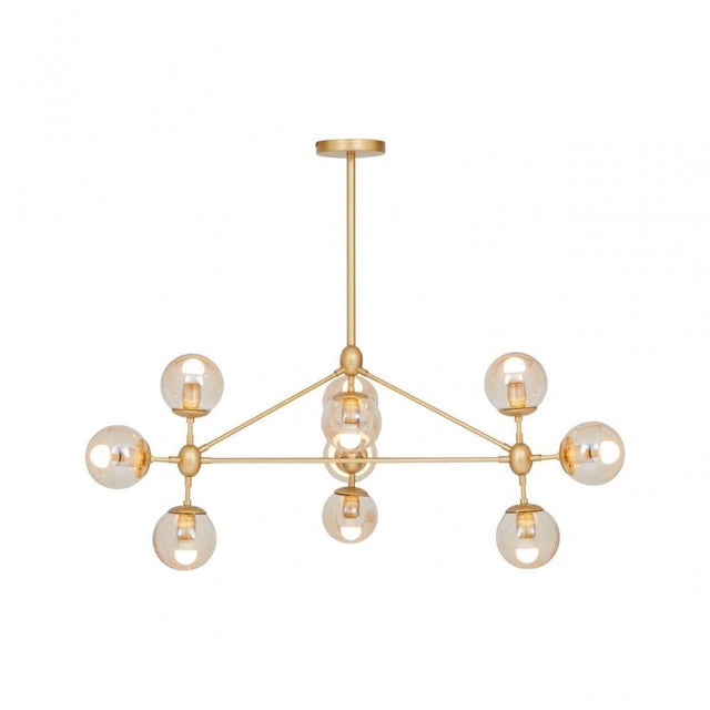 Abira Ten Bulb Gold Finish Pendant Light