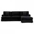 Ralph Three Seat Black Velvet Chaise Sofa